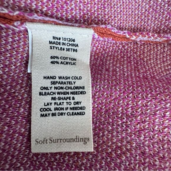 Soft Surroundings Cardigan Leslie Pink Orange Floral Casual Flowy Sweater Size M - Picture 14 of 15